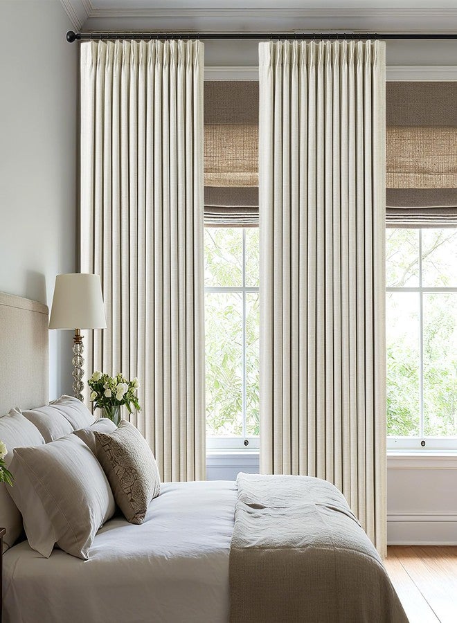 AUSSPVOCT Pinch Pleated Curtains 100% Blackout Linen Curtains 95 Inches Long for Bedroom Living Room, Natural Memory Trained Thermal Insulated Room Darkening Window Pleat Drapes with Hooks, 2 Panels, 40"Wx95"L - Image 5